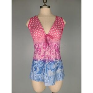 Y2K Language Babydoll Top Pink Blue Floral Cali It Girl Older Sister Zara Larson